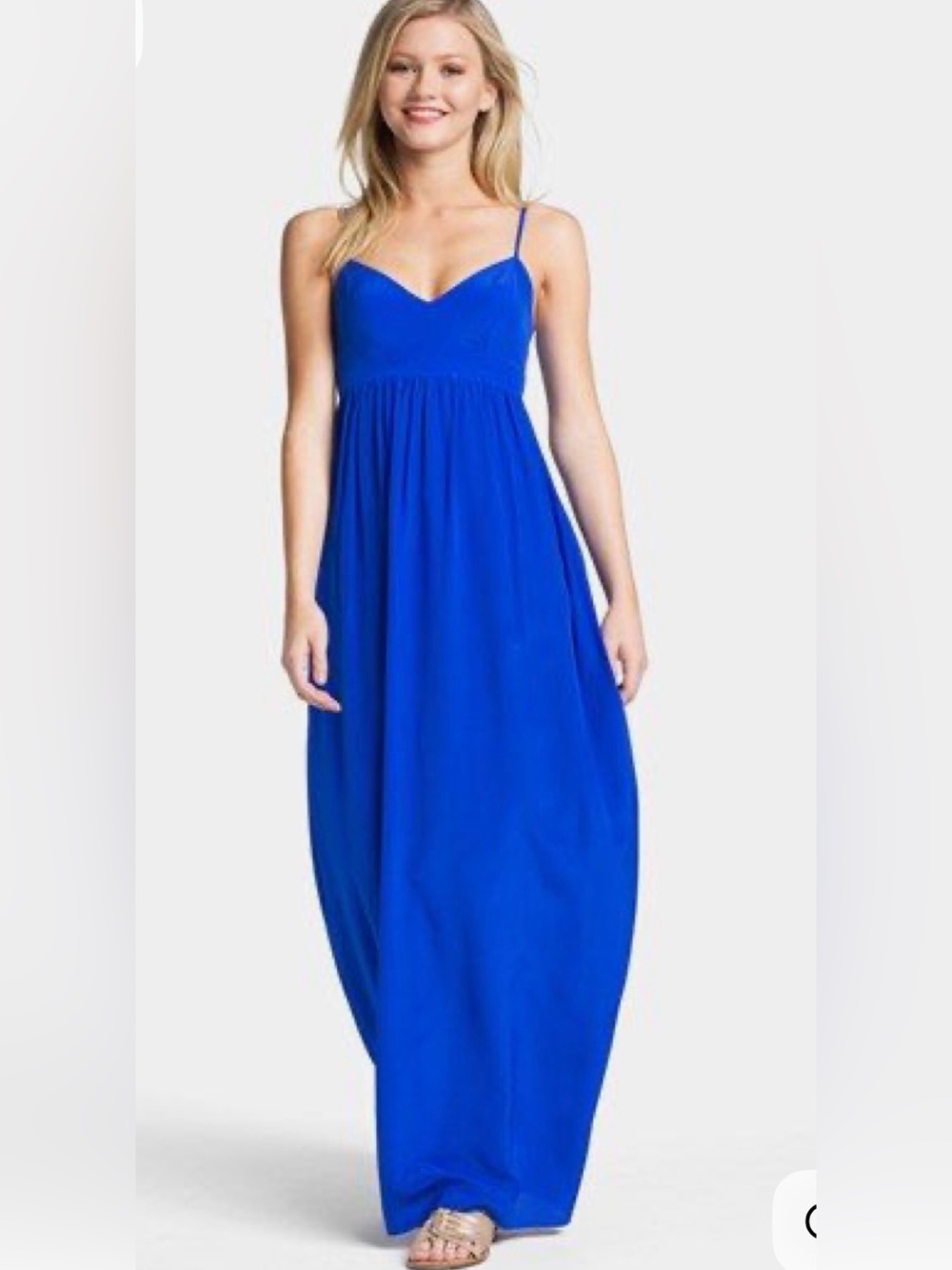 Amanda Uprichard Electric Blue 100% Silk Gown Maxi Dress